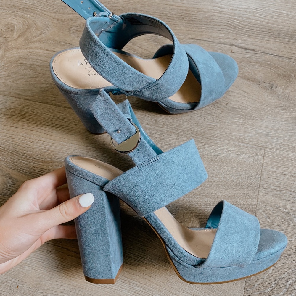 Light Blue Chunky Heels